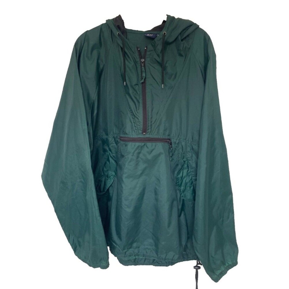 Vintage GAP Pullover Jacket Mens XL Green Nylon Hooded Windbreaker 90s